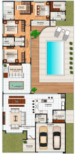 planta de casa com 3 quartos