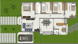 planta de casa com 4 quartos