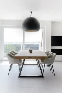 luminária-pendente-grande-para-decoração-de-sala-de-jantar-minimalista-Foto-Pinterest