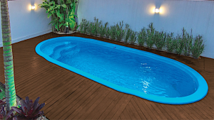 piscina de fibra no quintal