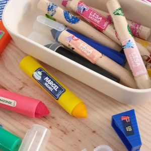 etiquetas em material escolar