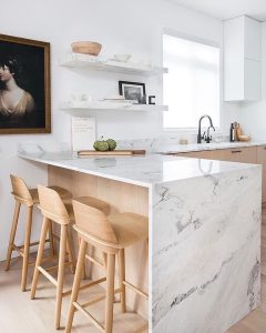 mármore carrara em cozinha
