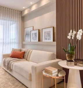 mesa-lateral-redonda-branca-para-decoração-de-sala-bege-pequena-Foto-Pinterest