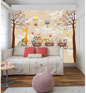 papel-de-parede-foto-mural-safari-divertido-girafa-e-animaizinhos