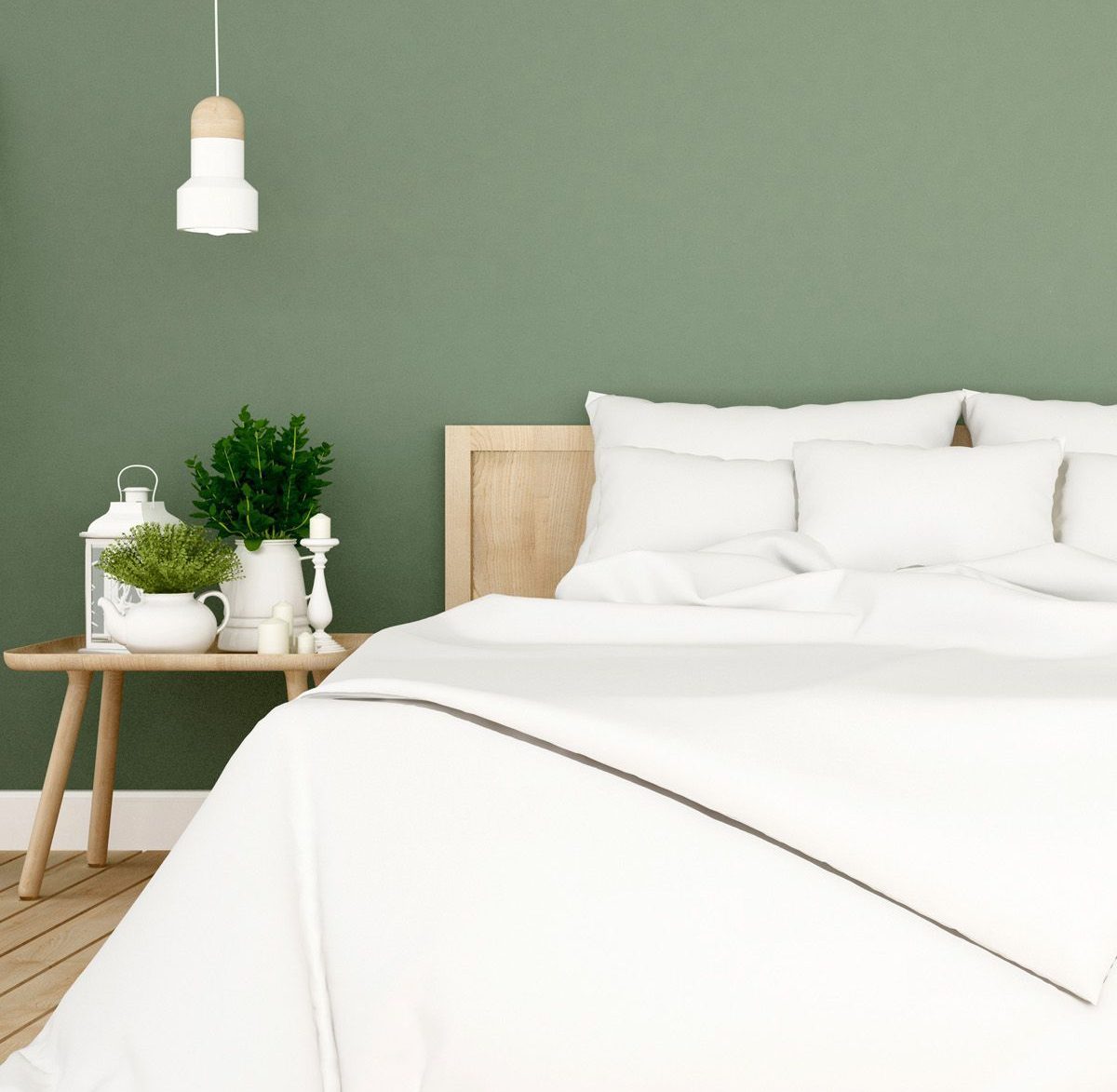 quarto com parede verde