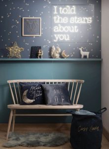 decoração celestial em espaço