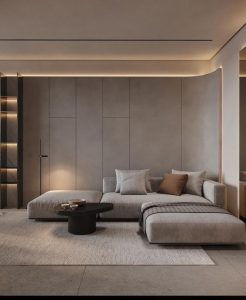 sala aconchegante com iluminação indireta