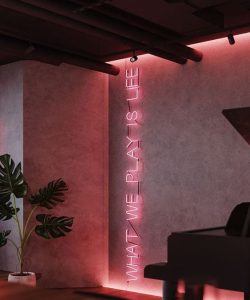 letreiro luminoso rosa