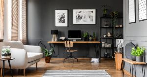 espaço para home office com sofá