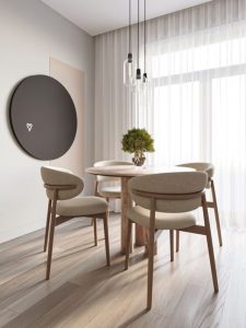 sala de jantar minimalista com boa luz natural