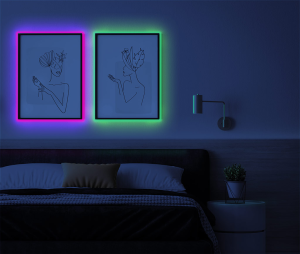 neon em moldura de quadros