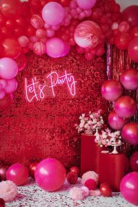 decoração cor-de-rosa para festa de aniversário feminino