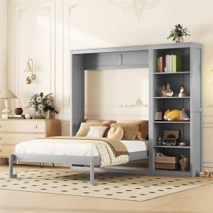 cama embutida com prateleiras