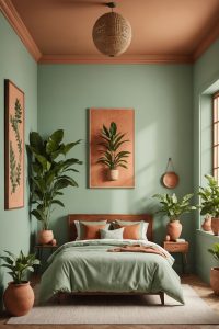 combinação de verde e rosado quarto verde