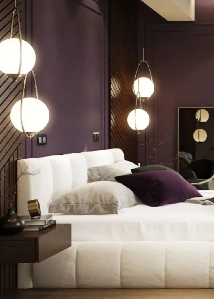 roxo em paredes de quarto