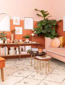 sala de estar com cores terrosas