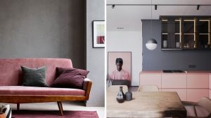 cinza-grafite e rosa blush na decoração