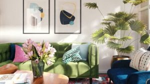 sala de estar com cores vibrantes