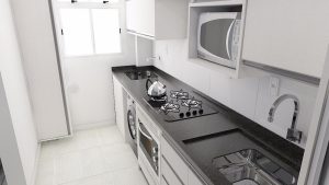 bancada contínua em cozinha