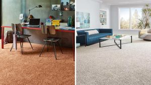 carpetes em cor laranja e creme para 2025