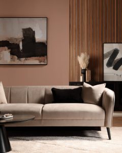 sala com decoração em tom mocha mousse
