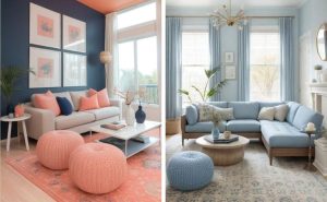 tons de azul para a sala