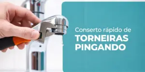 Mão ajustando torneira moderna com chave inglesa, água pingando