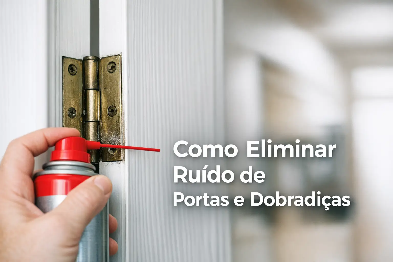 Pessoas eliminando ruído em dobradiças com spray lubricante