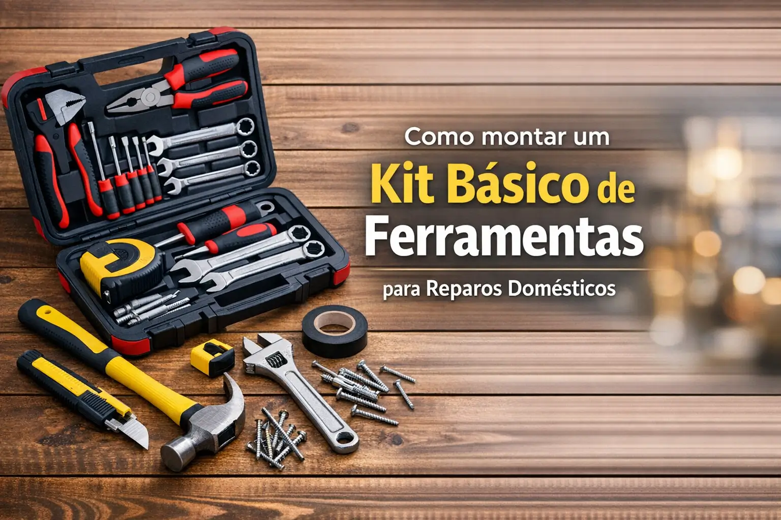 Kit básico de ferramentas com vários utensílios para reparos domésticos 2026
