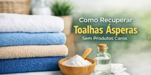Toalhas empilhadas com cores distintas e ingredientes naturais para cuidados econômicos