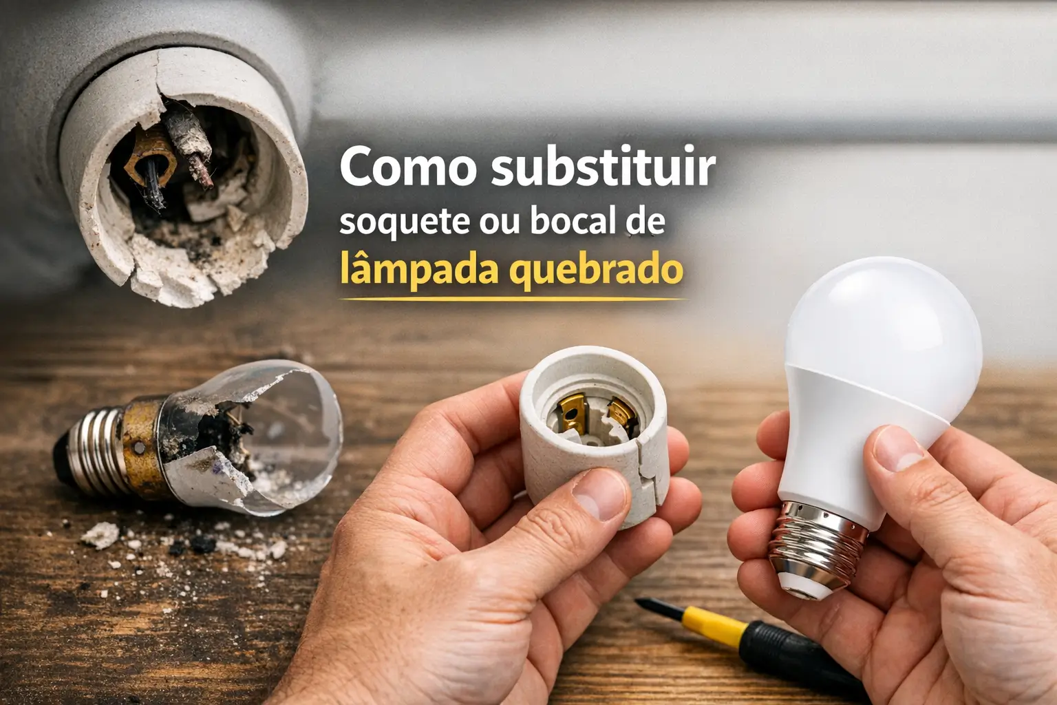 Como substituir soquete de lâmpada quebrado com segurança