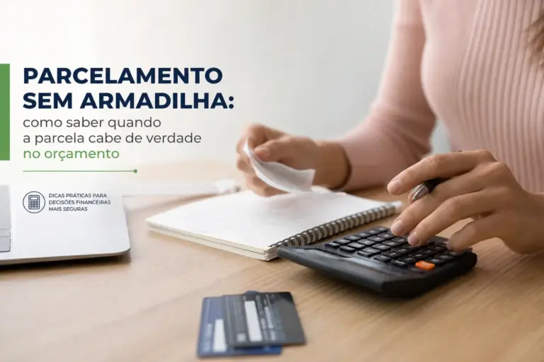 Pessoa usando calculadora e analisando orçamento, dicas práticas financeiras