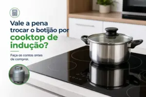 Cooktop elétrico com panela inox e texto: Vale a pena trocar?