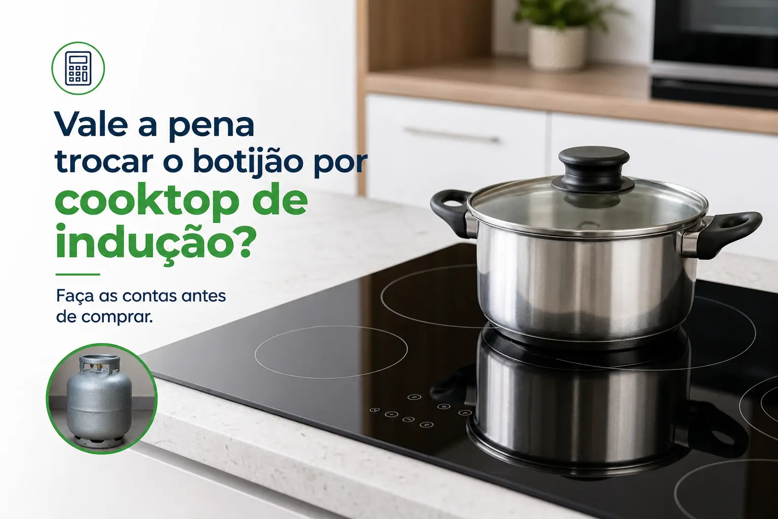 Cooktop elétrico com panela inox e texto: Vale a pena trocar?